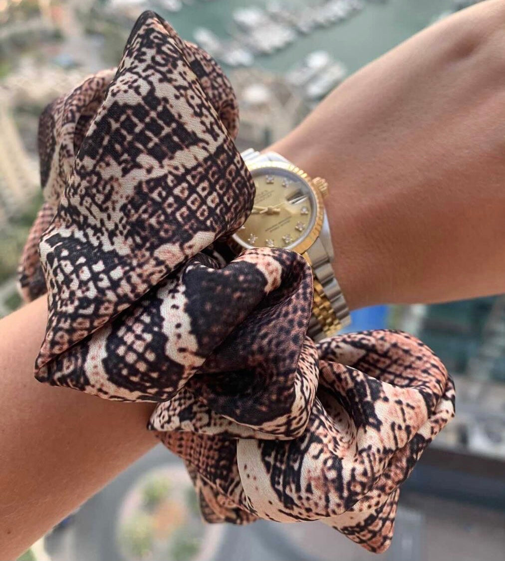 Snake Print Silk Scrunchie – Abbey Preston Hair