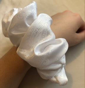 White Paisley Scrunchie