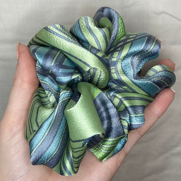 Blue Lines Patterned Scrunchie