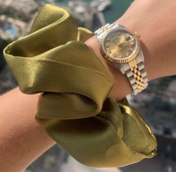 Lime Green Silk Scrunchie