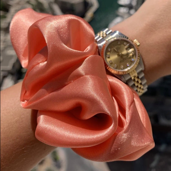 Orange Coral Silk Scrunchie