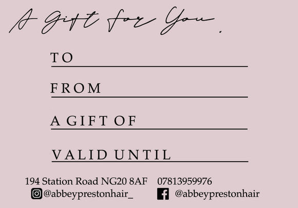 Abbey Preston Hair Gift Card