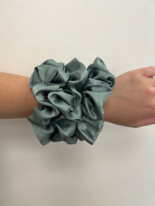 Shimmering Blue Silk Scrunchie